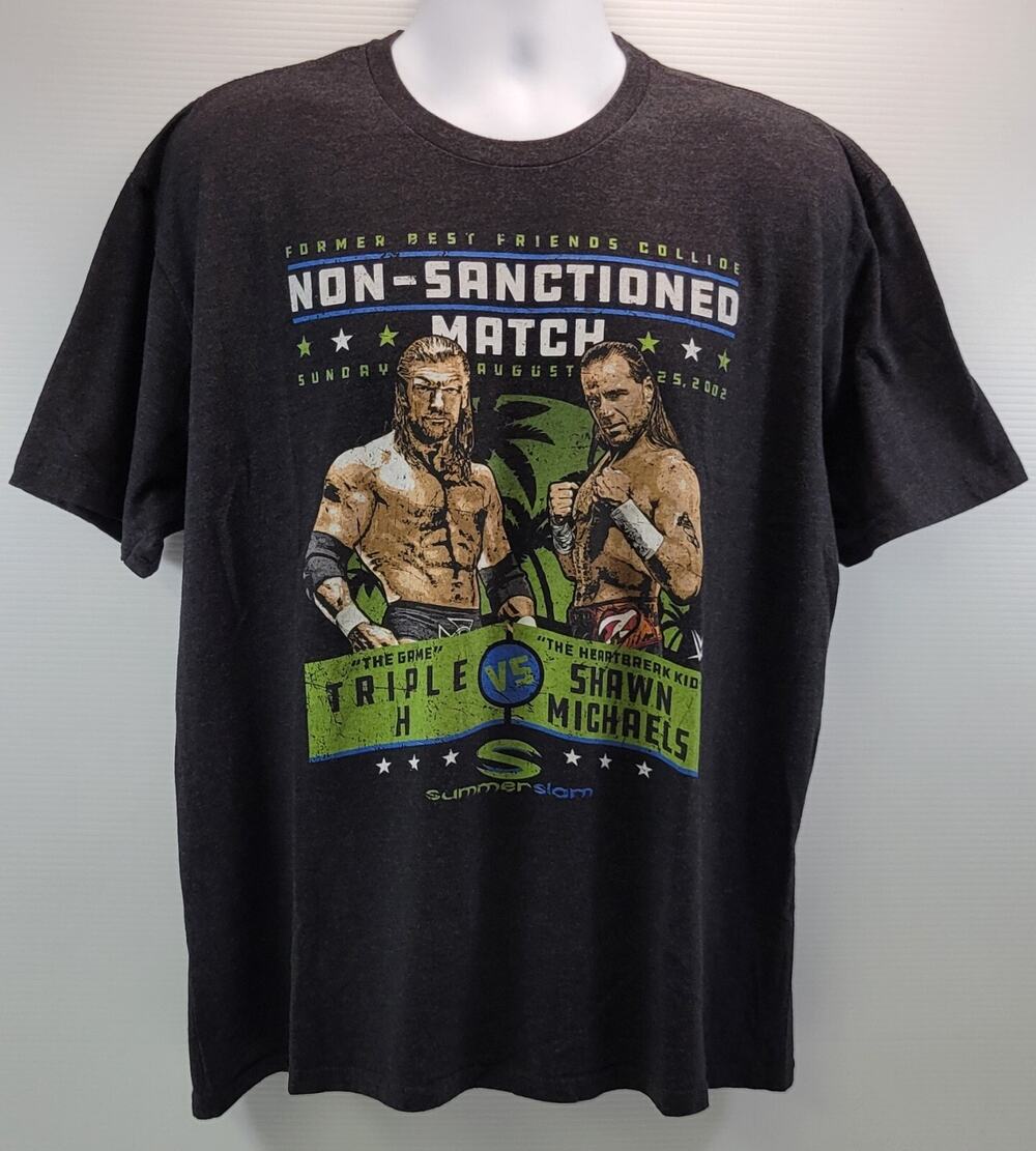 G) Triple H & Shawn Michaels Summer Slam 2002 Men Black T-Shirt XXL